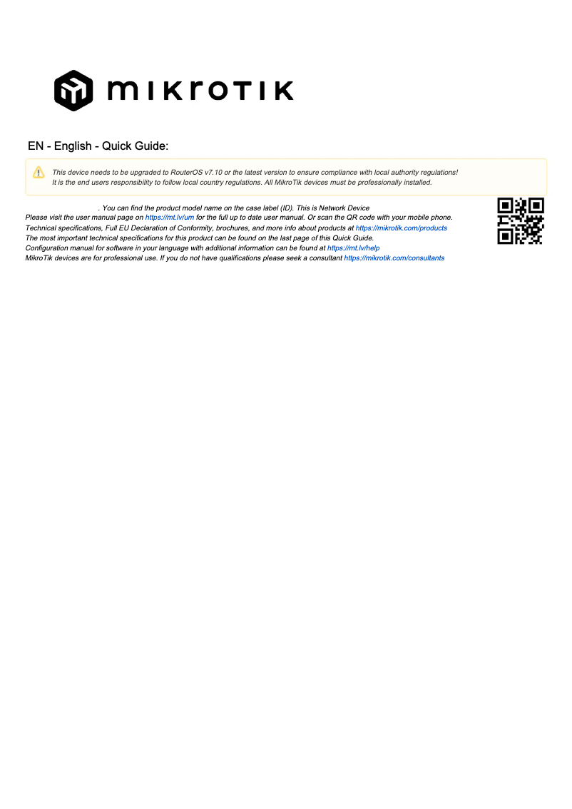 Page 1 de la notice Manuel utilisateur Mikrotik CRS328-24P-4S+RM