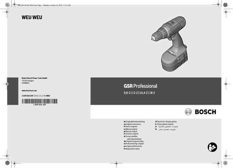 Page n°1 - Manuel utilisateur Bosch GSR 14,4-2 Professional