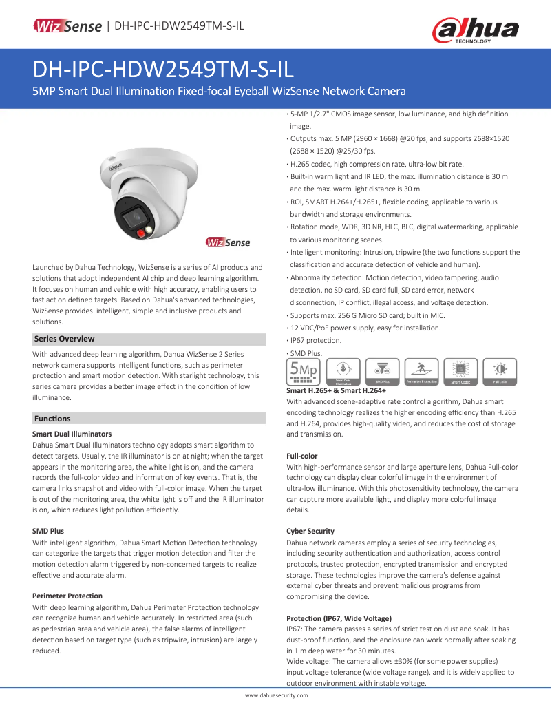 Image de la première page du manuel de l'appareil IPC-HDW2549TM-S-IL