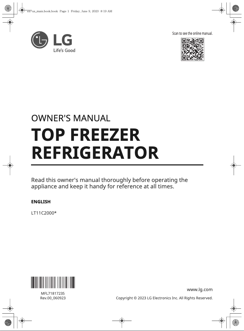 Image de la première page du manuel de l'appareil LT11C2000V