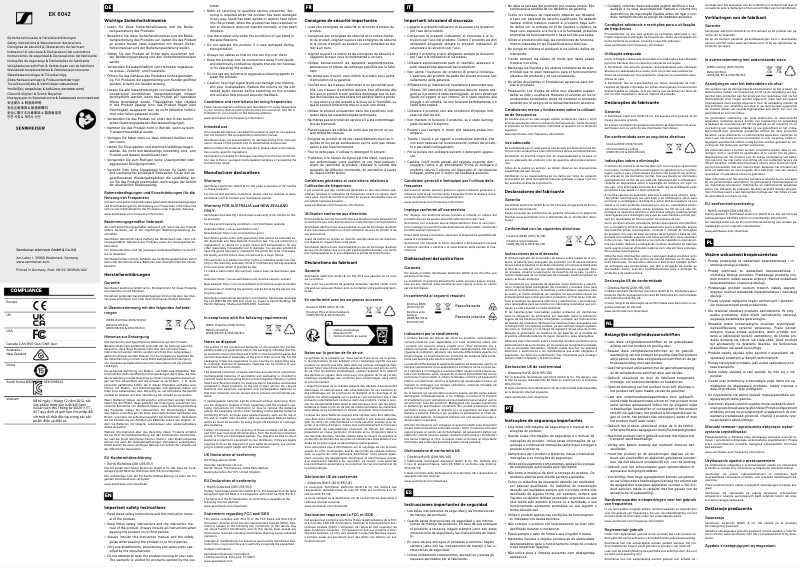Page n°1 - Instructions de sécurité Sennheiser EK 6042