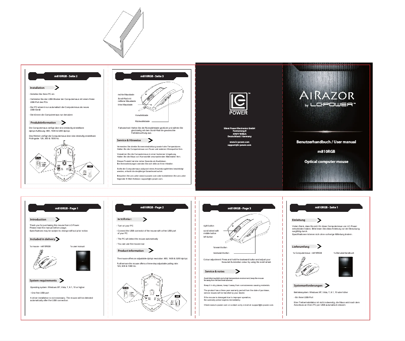 Image de la première page du manuel de l'appareil AiRazor m810RGB