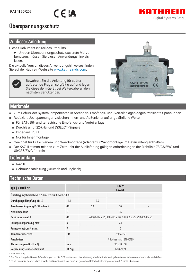 Image de la première page du manuel de l'appareil KAZ 11