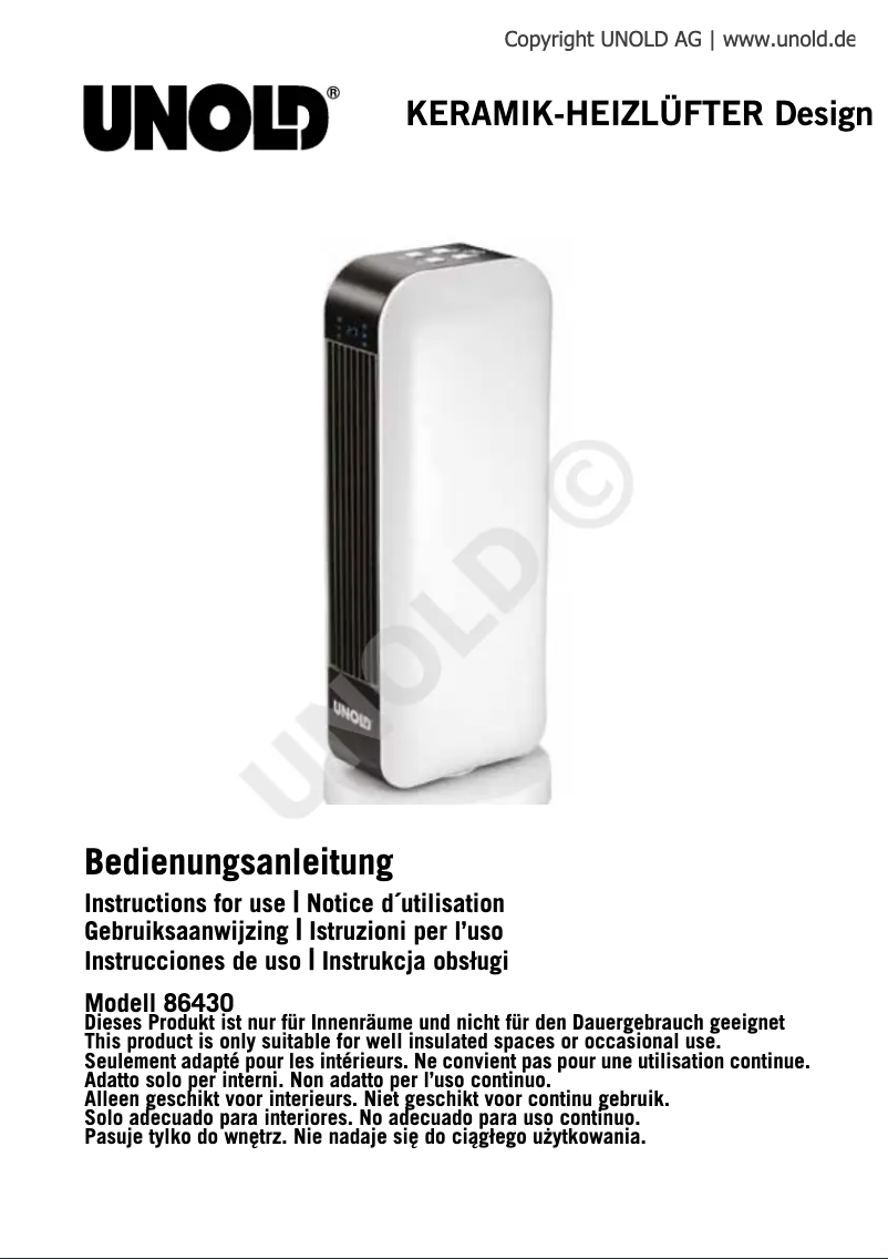 Page n°1 - Manuel utilisateur Unold 86430