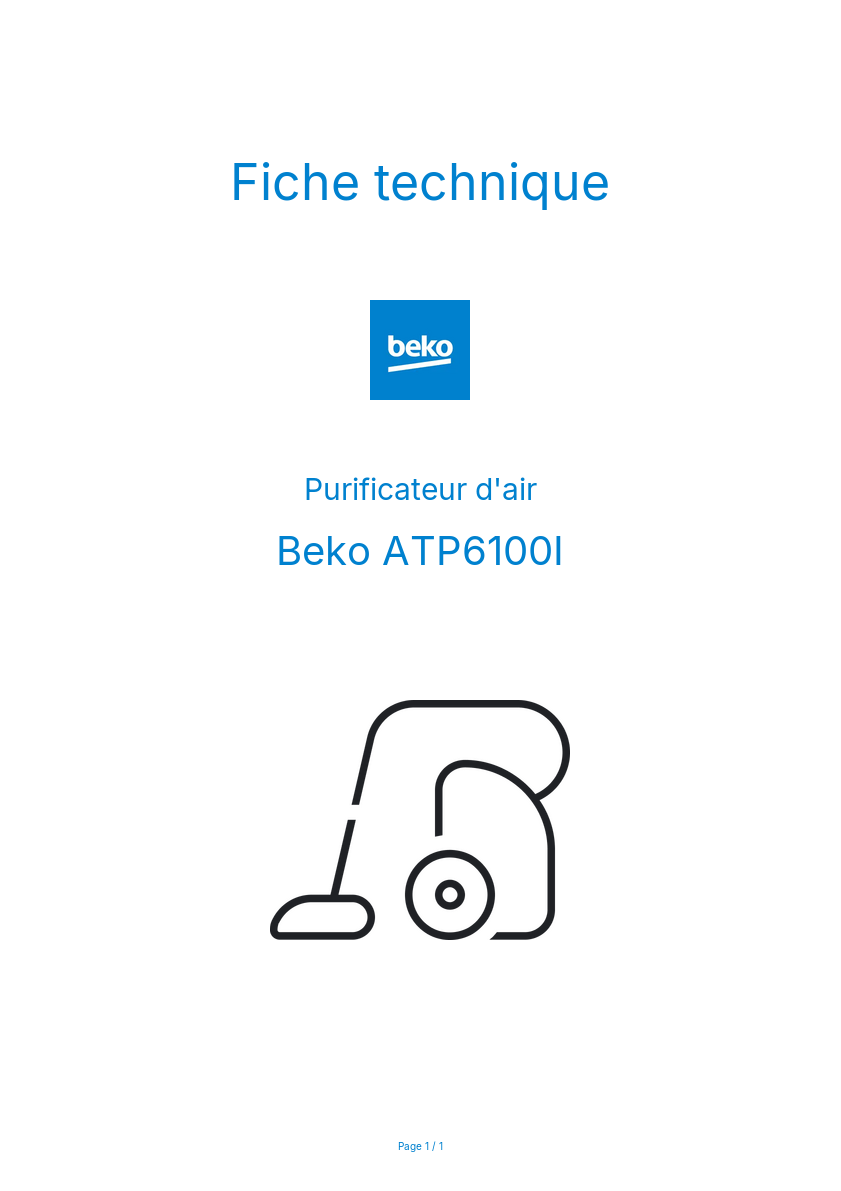 Image de la première page du manuel de l'appareil ATP6100I