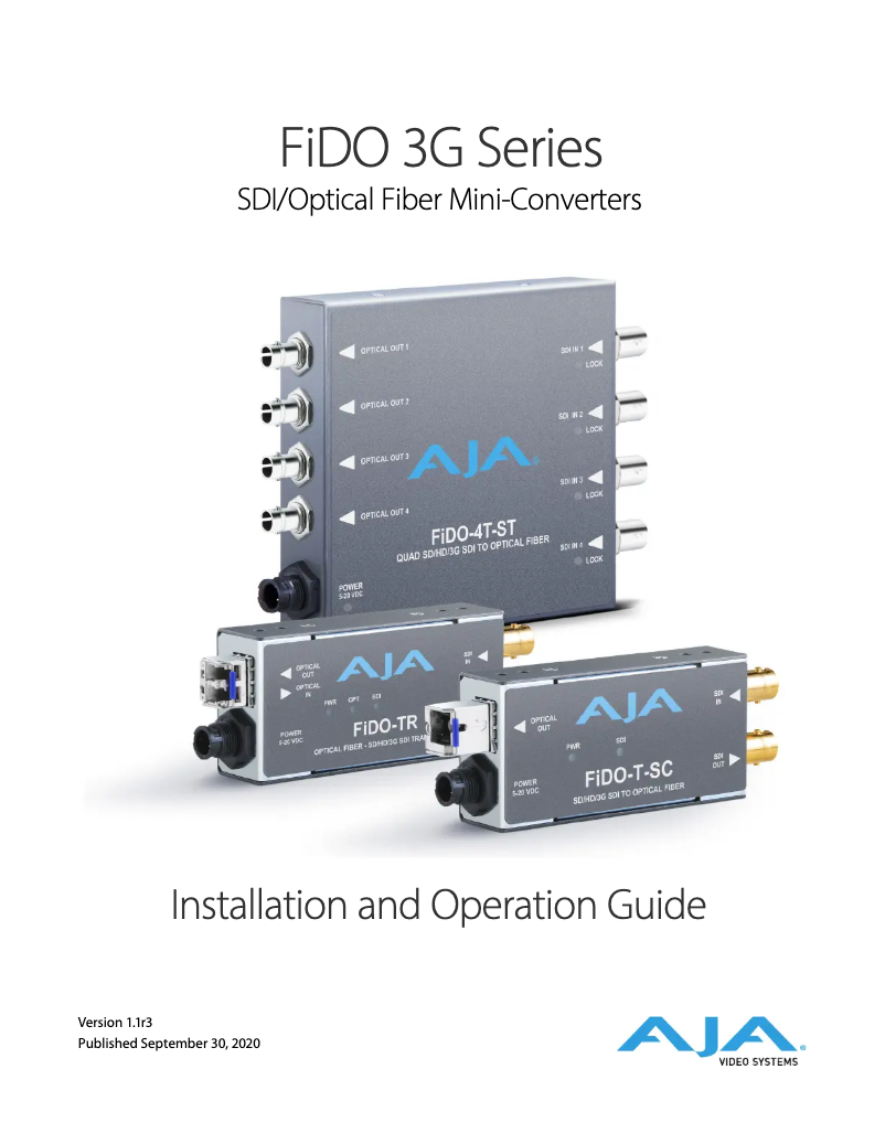 Page n°1 - Manuel utilisateur AJA FIDO-4R