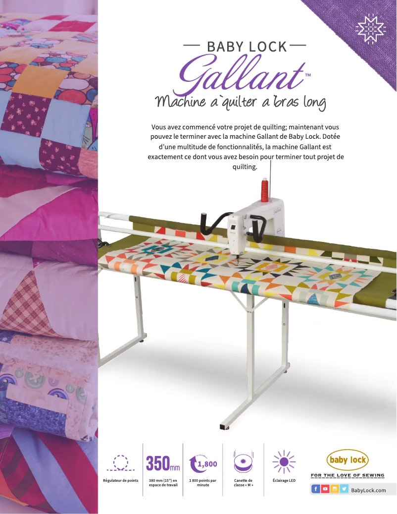 Page 1 de la notice Fiche technique Baby Lock Gallant