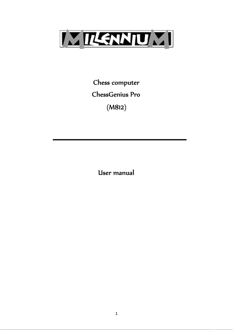 Page n°1 - Manuel utilisateur Millennium ChessGenius Pro M812
