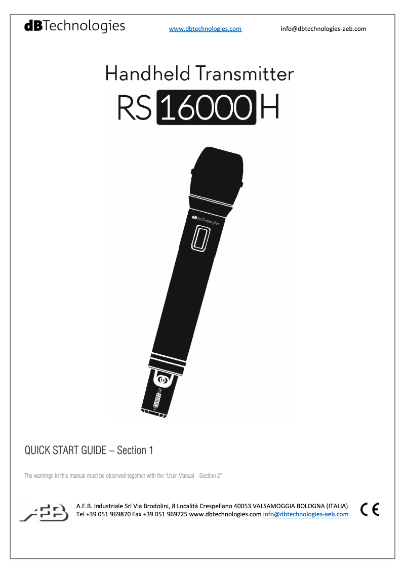 Page n°1 - Manuel utilisateur DB Technologies RS16000 H