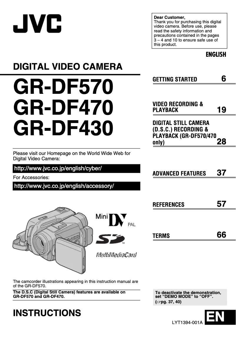 Page n°1 - Manuel utilisateur JVC GR-DF430
