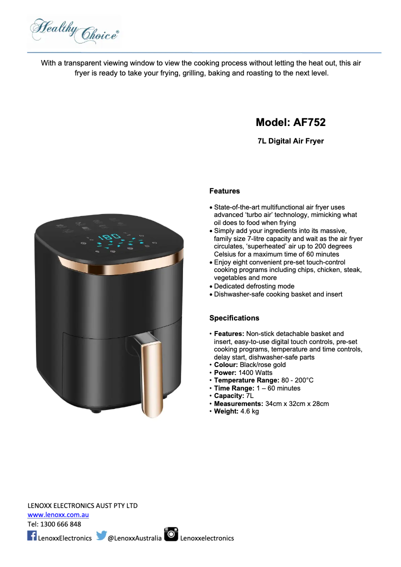 Image de la première page du manuel de l'appareil AF752