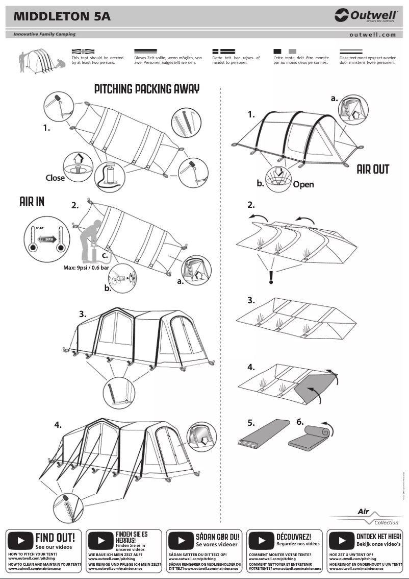 Page 1 de la notice Manuel utilisateur Outwell Middleton 5A