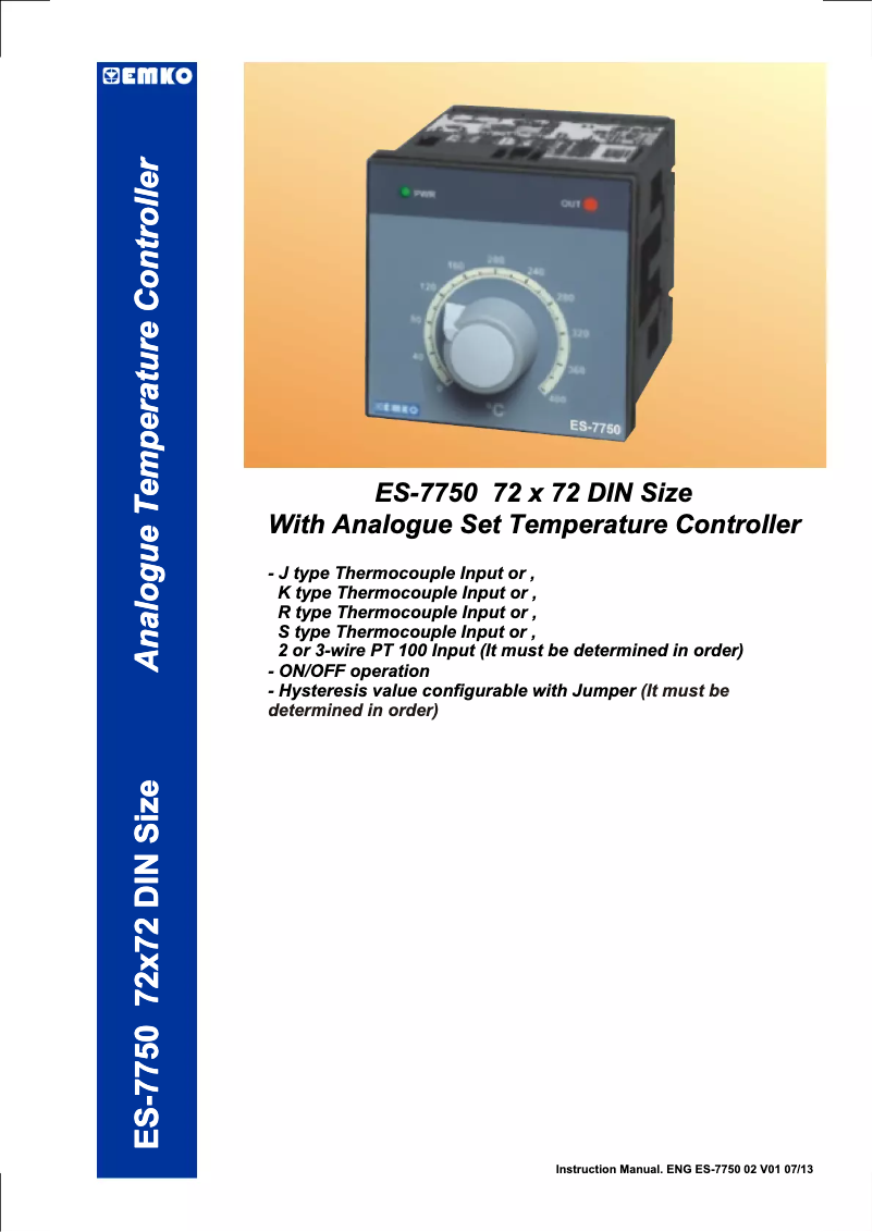 Page 1 de la notice Manuel utilisateur Emko ES-7750