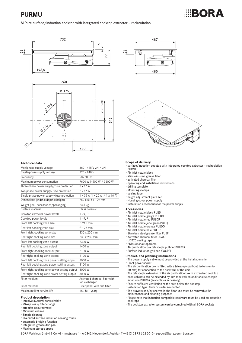 Page n°1 - Fiche technique BORA M Pure