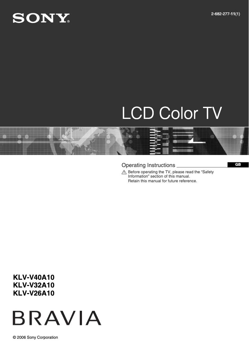 Page n°1 - Manuel utilisateur Sony Bravia KLV-V32A10