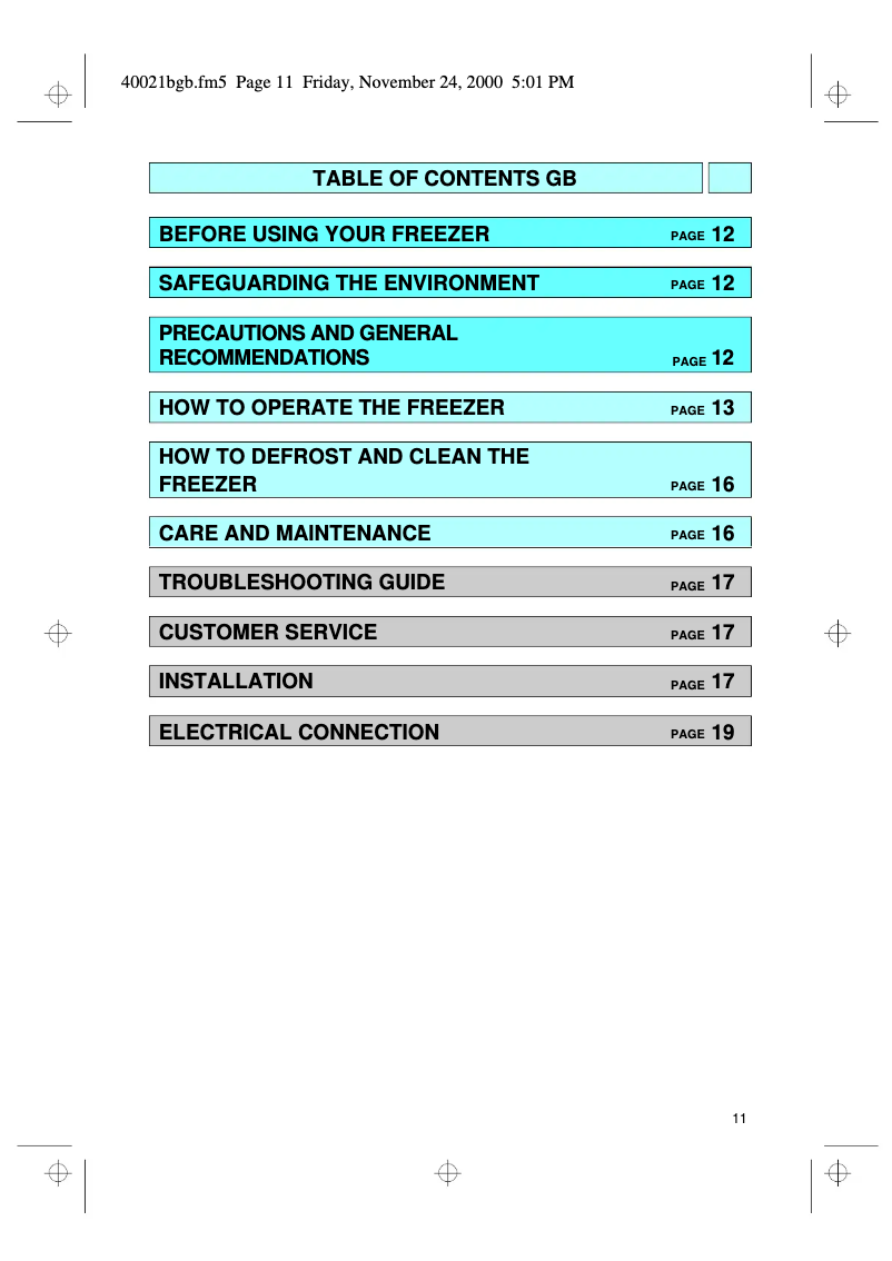 Page 1 de la notice Manuel utilisateur Whirlpool AFG 346/G