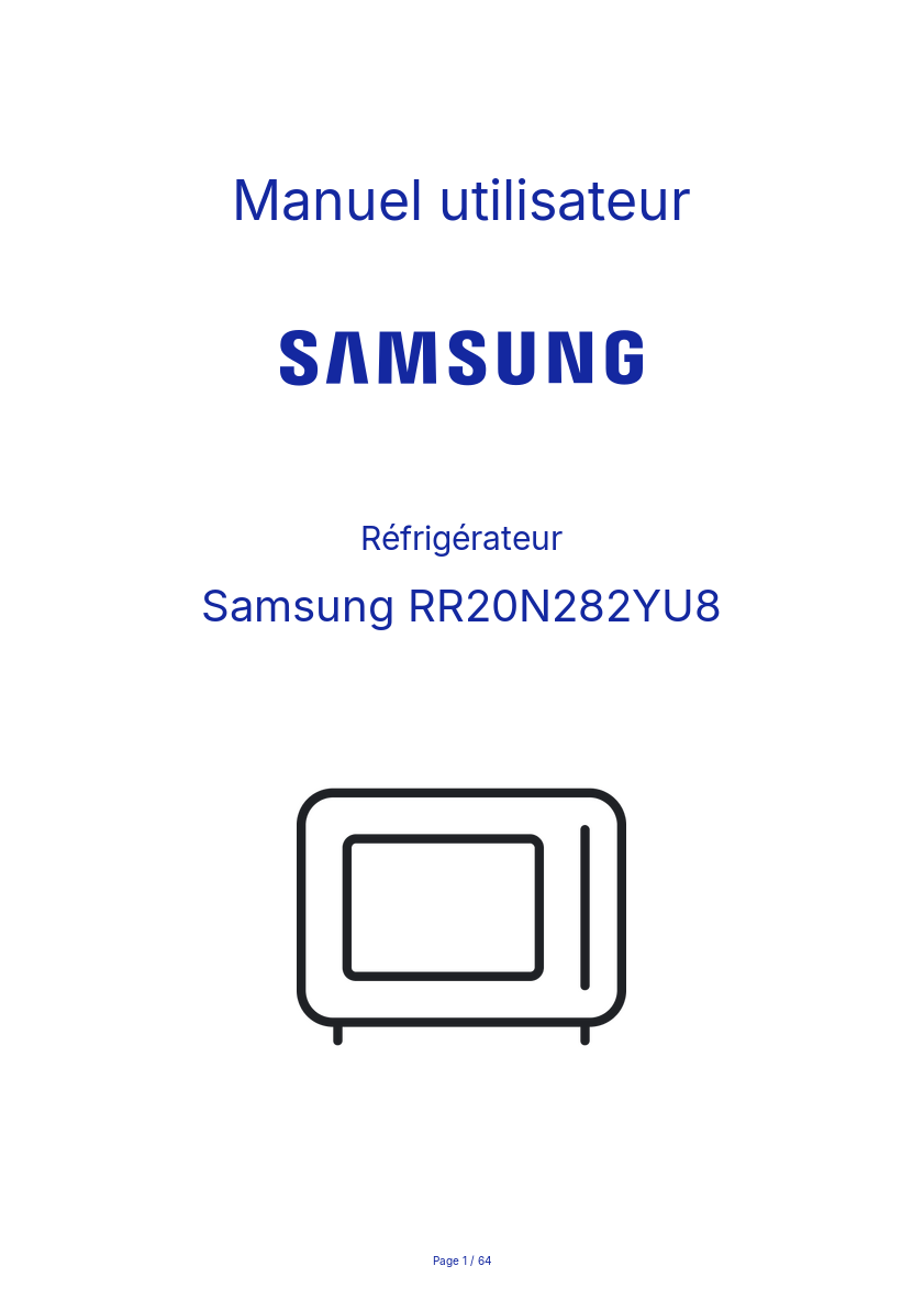 Image de la première page du manuel de l'appareil RR20N282YU8