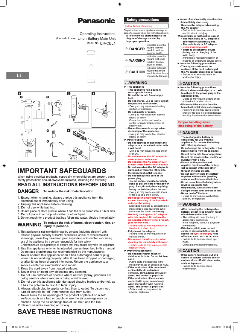 Image de la première page du manuel de l'appareil ER-CKL1