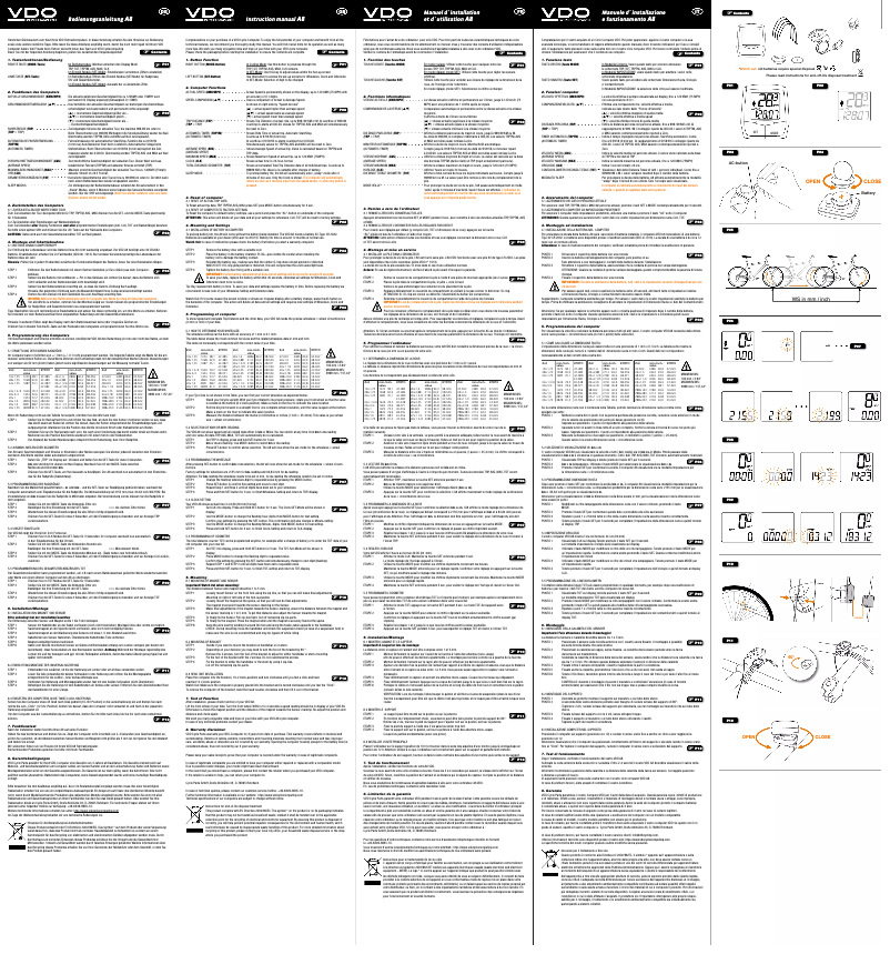 Page 1 de la notice Manuel utilisateur VDO A8