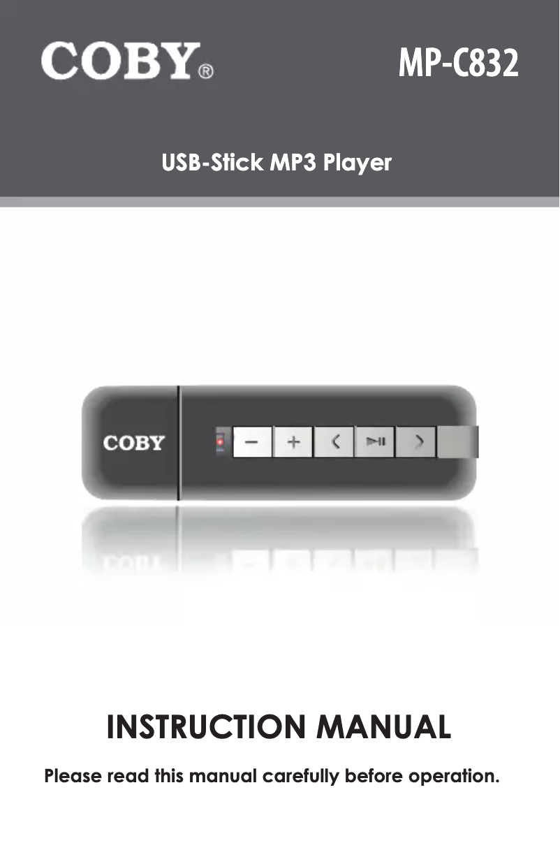 Page n°1 - Manuel utilisateur Coby MP-C832