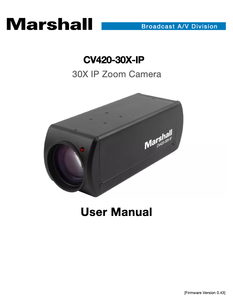 Page n°1 - Manuel utilisateur Marshall CV420-30X-IP