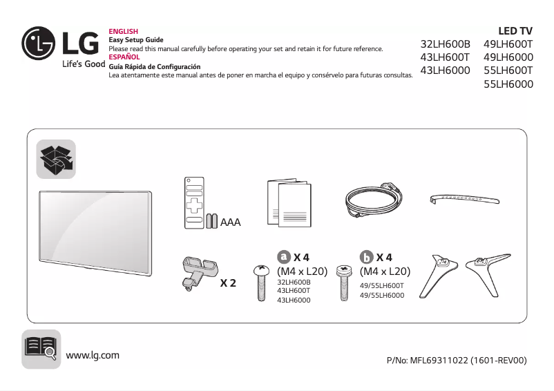 Page 1 de la notice Manuel utilisateur LG 49LH6000