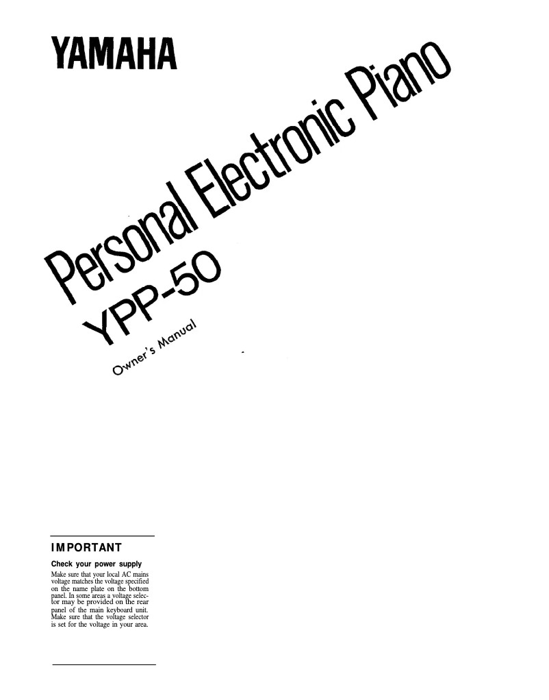 Image de la première page du manuel de l'appareil YPP-50