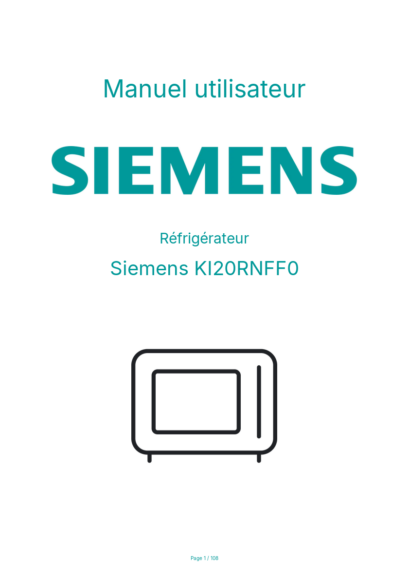 Page n°1 - Manuel utilisateur Siemens KI20RNFF0