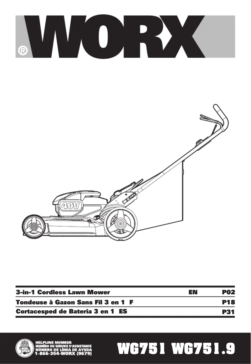 Page n°1 - Manuel utilisateur Worx WG751.3