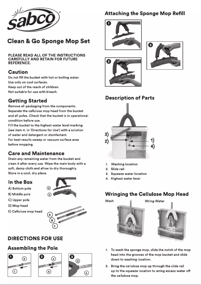 Image de la première page du manuel de l'appareil Clean & Go Sponge Mop Set