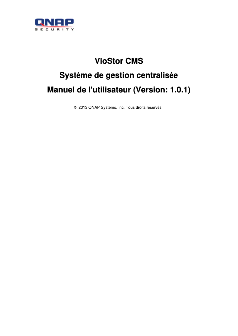 Page 1 de la notice Manuel utilisateur QNAP VSM-2000