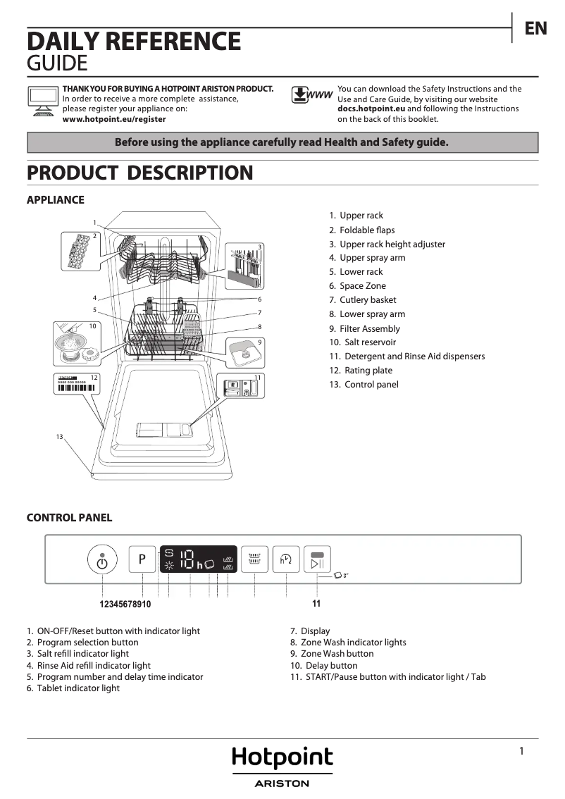 Page n°1 - Manuel utilisateur Hotpoint Ariston HSIC 3T127