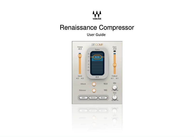 Page 1 de la notice Manuel utilisateur Waves Renaissance Compressor