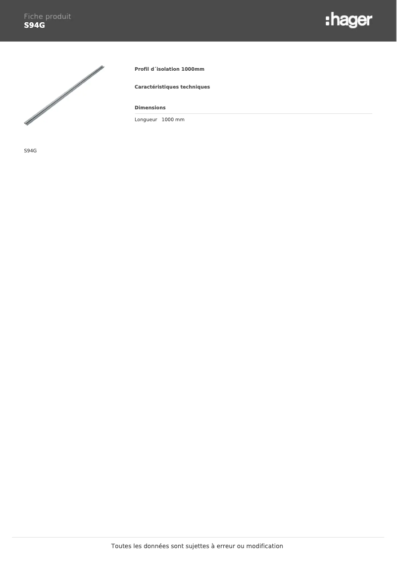 Page n°1 - Manuel utilisateur Hager S94G