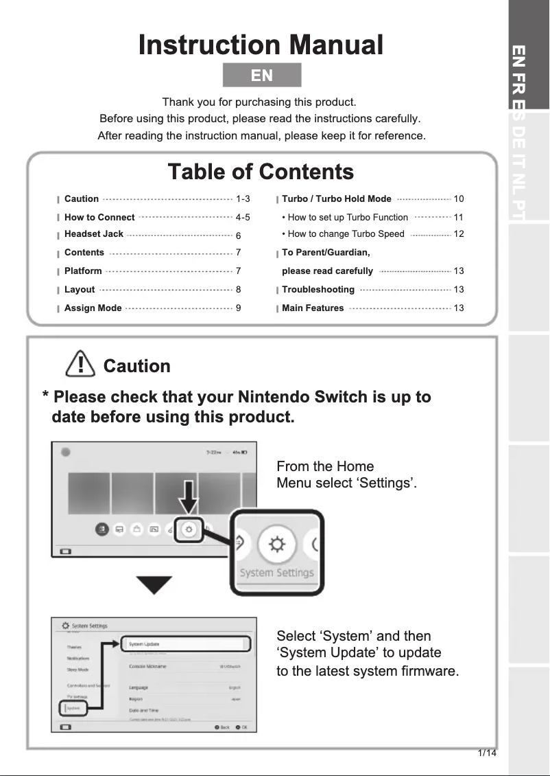 Page n°1 - Manuel utilisateur Hori Split Pad Compact