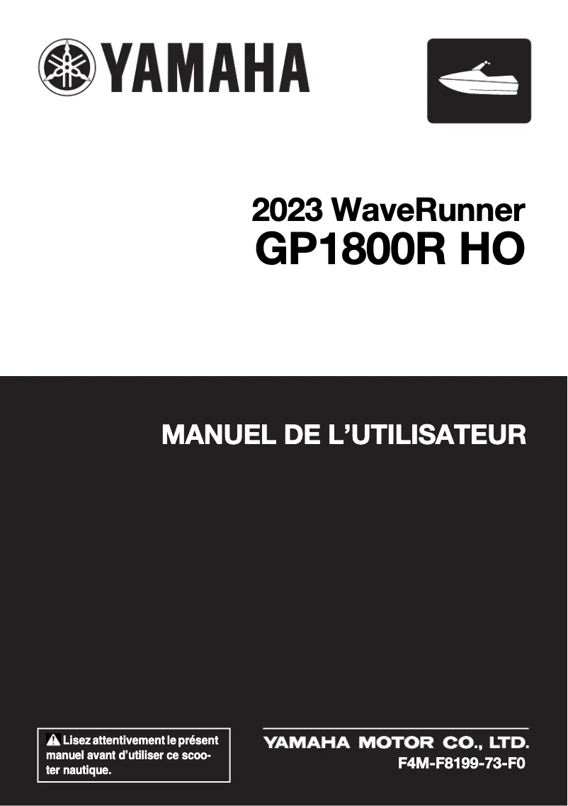 Página 1 del manual Manual de usuario Yamaha WaveRunner GP1800R HO (2023)