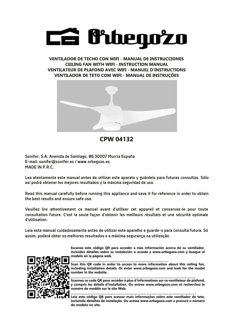 Page n°1 - Manuel utilisateur Orbegozo CPW 04132