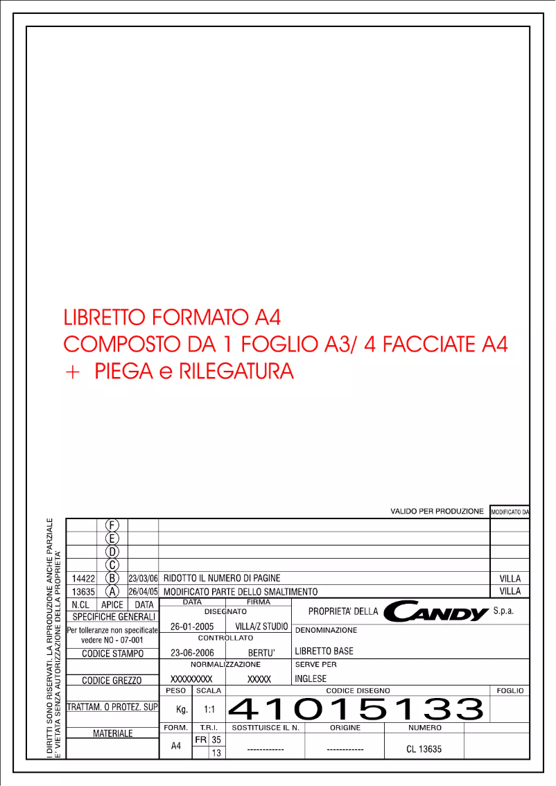 Page 1 de la notice Manuel utilisateur Candy FRCFMF3306A