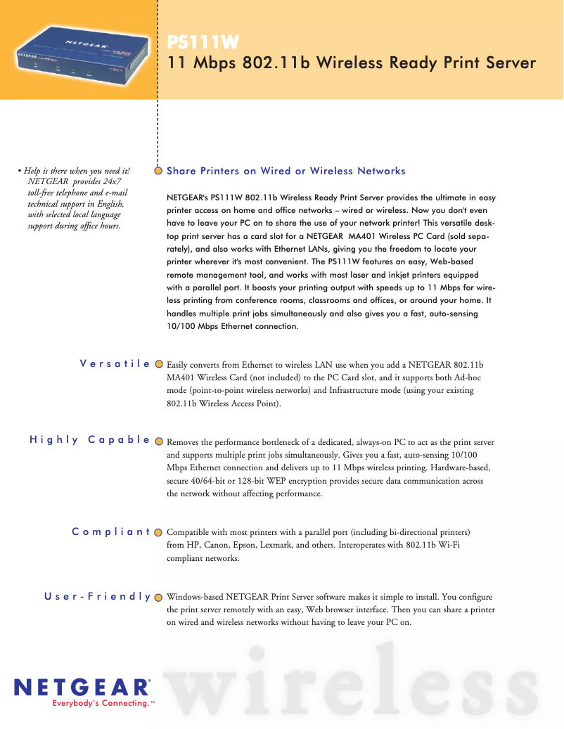 Image de la première page du manuel de l'appareil PS111W