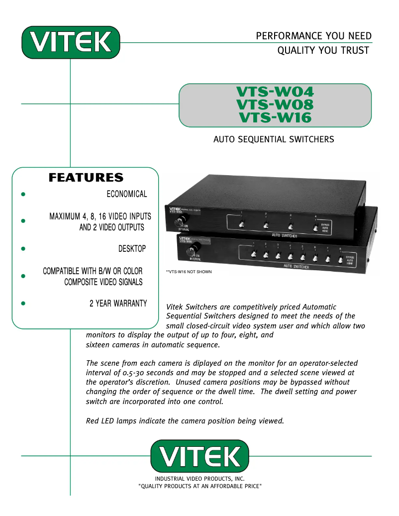 Page 1 de la notice Manuel utilisateur Vitek VTS-W08
