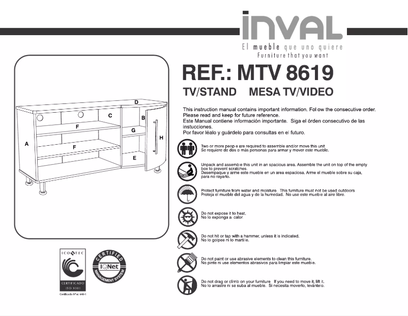 Page 1 de la notice Manuel utilisateur Inval MTV-8619