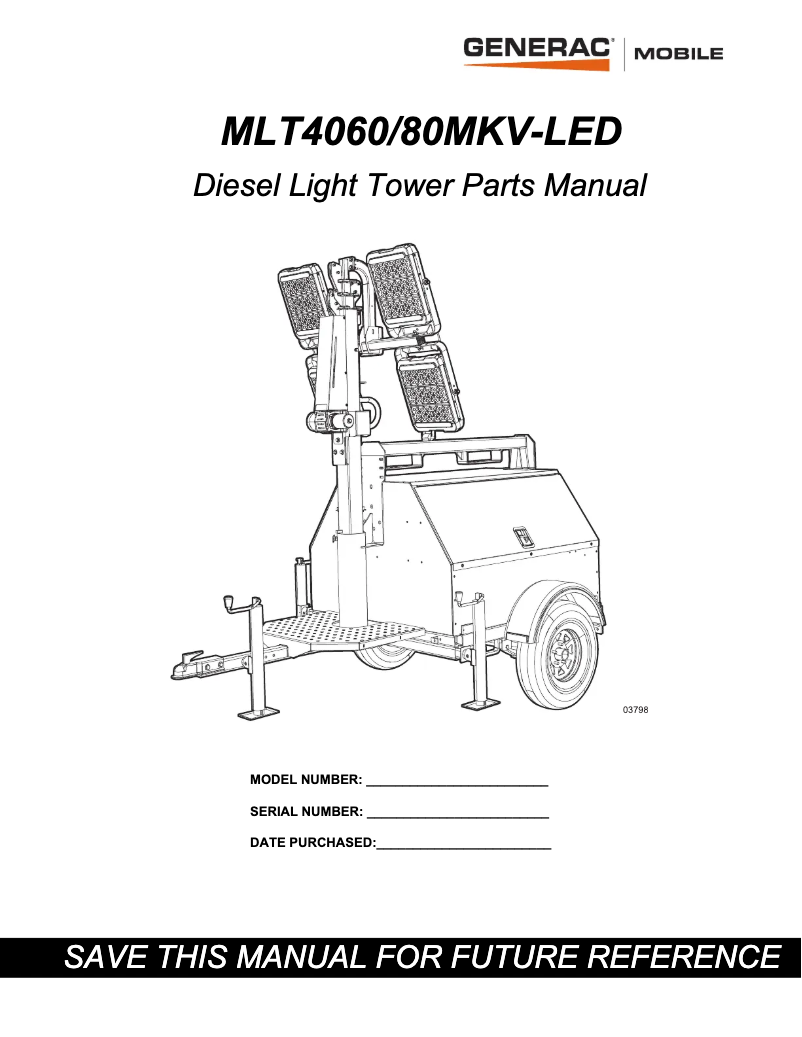 Page n°1 - Manuel utilisateur Generac MLT4080KV
