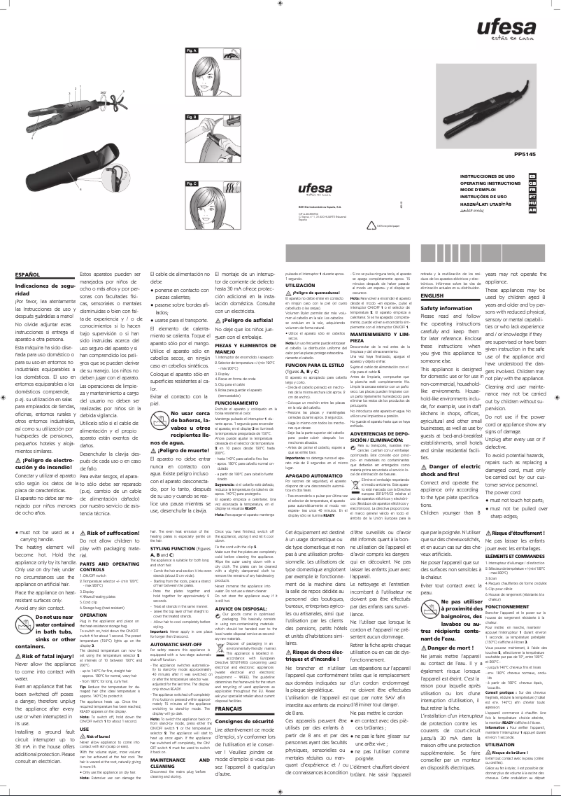 Page 1 de la notice Manuel utilisateur Ufesa PP5145