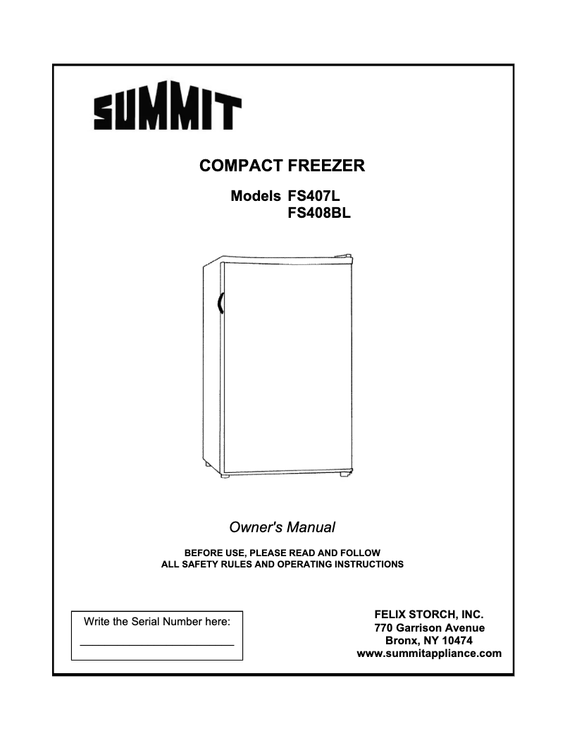 Page n°1 - Manuel utilisateur Summit FS407L
