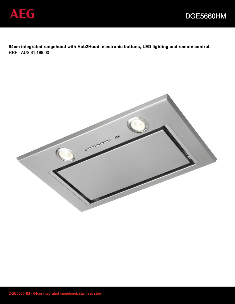 Page 1 de la notice Fiche technique AEG DGE5660HM