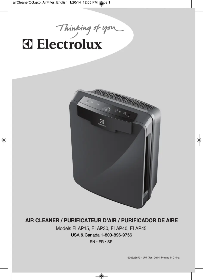 Image de la première page du manuel de l'appareil PureOxygen Allergen 450