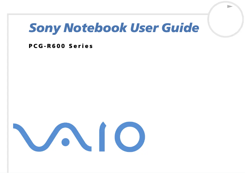 Page 1 de la notice Manuel utilisateur Sony Vaio PCG-R600MEP