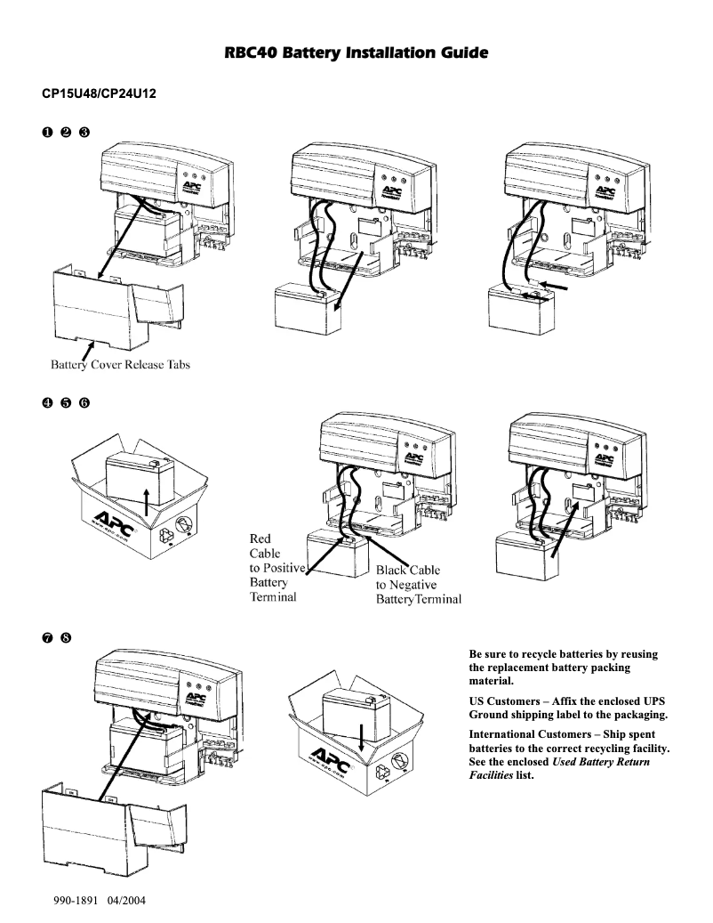 Page 1 de la notice Manuel utilisateur APC RBC40