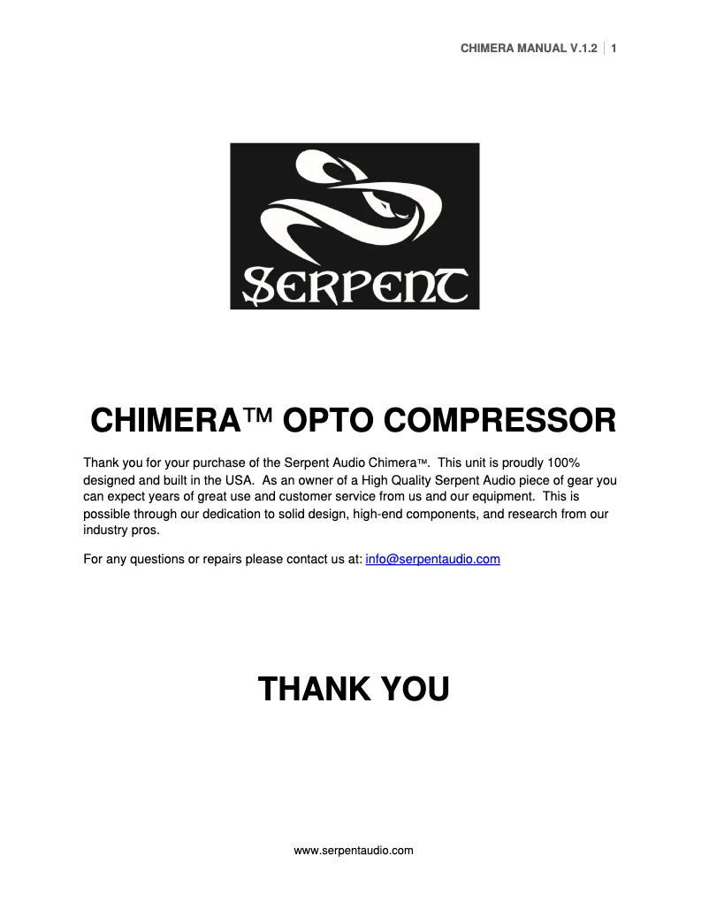 Image de la première page du manuel de l'appareil Chimera