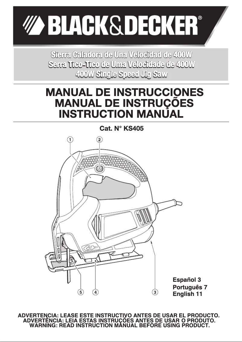 Page n°1 - Manuel utilisateur Black & Decker KS405